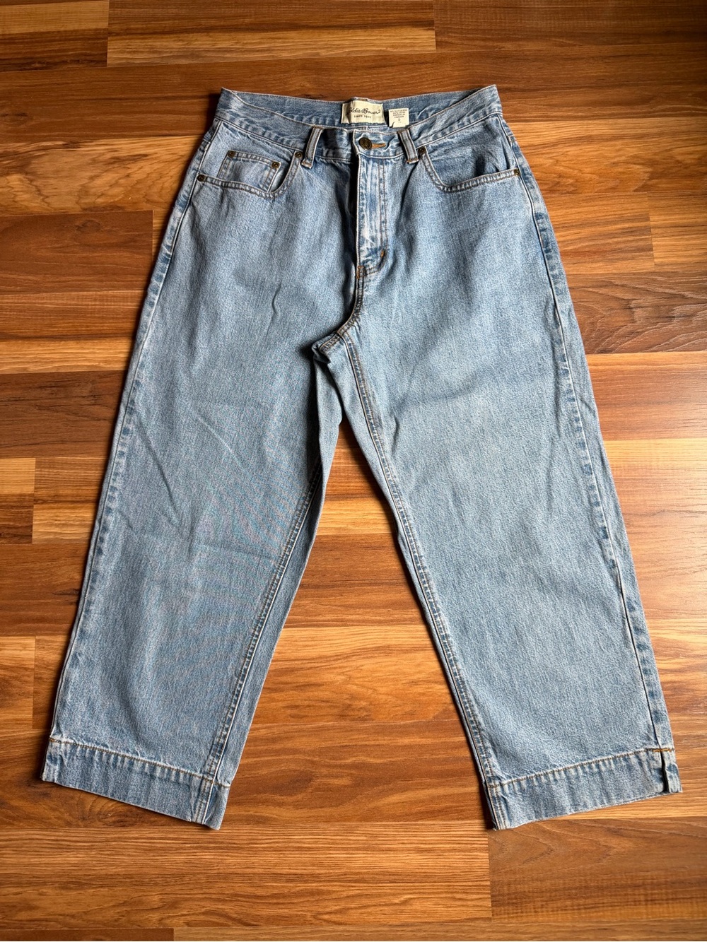 Vintage Eddie Bauer 100% Cotton High Rise Cropped Wide Leg Jeans Size 6
